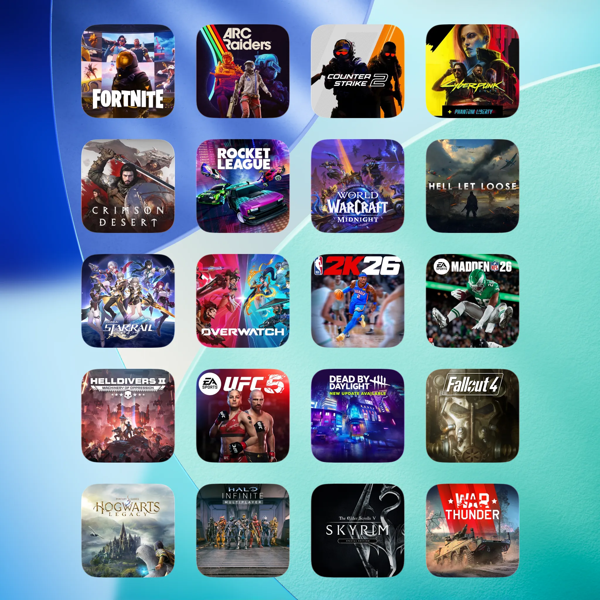 Quick Launch bookmark grid showing game icons